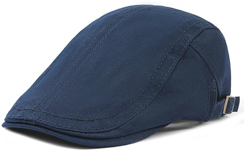 LXOrdora Mens Flat Caps Cabbie Driving Beret Newsboy Cotton Ivy Hat Navy