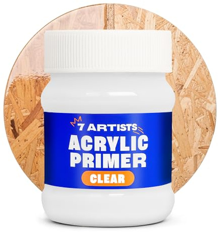 7 Artists Clear Gesso Primer 230 ml – Acrylic Primer Undercoat for Canvas, Wood and Paper | Artists Gesso for Acrylic Painting, Oil and Watercolour