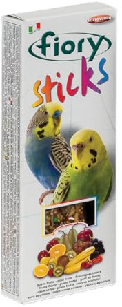 Fiory Sticks Budgie Treats Fruit Flavour 60g High Protein Seed Treats for Budgerigars