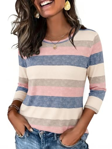 Zeagoo Camiseta Mujer Manga 3/4 Blusas Elegante Casual T Shirt Verano