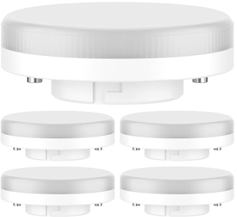 ledscom.de 5 st GX53 LED-lampor, vita (4100 K), 6,5 W, 550 lm, 3-stegs dimmer, matt