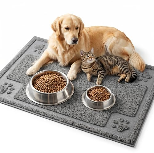 Suhaco Tapis pour Chiens Tapis de Nourriture pour Chats Tapis de Bol Antidérapant et Imperméable pour Animaux de Compagnie pour Chiens et Chats (XL)