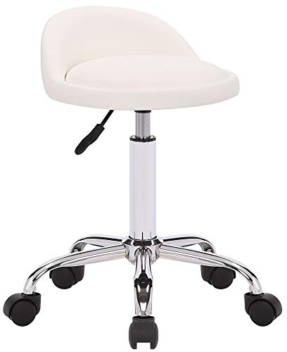 CLP Arbeitshocker Teramo I Höhenverstellbarer Drehstuhl Mit Kunstleder-Bezug, Farbe:weiß