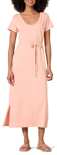 Amazon Essentials Damen Midi-T-Shirt-Kleid Kurze Ärmel Gürtel, Korallenrosa, M