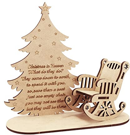 XULIN Christmas Remembrance Candle Ornament - Wooden Rustic Candle Stand with Personalised Chair, Merry Christmas in Heaven Memory Tealight Candlestick Holders to Remember Loved Ones, M, Wood Color