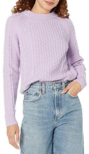 Amazon Essentials Maglione a Trecce Donna, Lilla Pastello, M