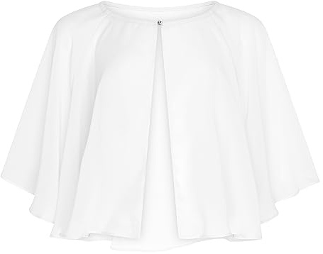 Bolerose Bolero Donna Chiffon Cerimonia | Bottone con Strass, Silhouette a Mantella, Leggero e Setoso, Taglia Unica, Matrimoni e Feste