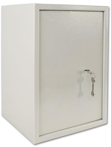 Froadp Cassaforte per Mobili con Serratura a Chiave Doppia, 2 Chiavi e Viti di Fissaggio, Cassetta di Sicurezza da Parete per Casa, Hotel e Oggetti di Valore, Argento (XL - 35 x 50 x 31 cm)