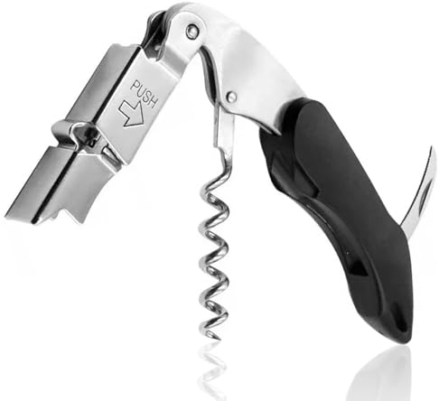 Allpeak Cavatappi da cameriere Cavatappi Professionali Apribottiglie - Coltello da Sommelier Vino acciaio inox Cavatappi lama corta capsule apribottiglie 3+1(Nero Profondo)