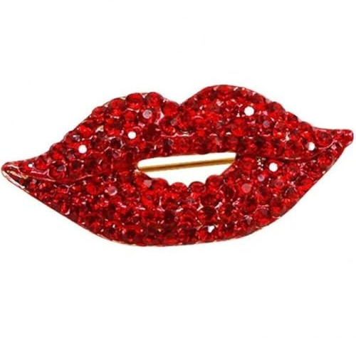 Broche à lèvres Rouges Broche en Strass Brillant Broche de Bouche à la Mode pour Sac de vêtements Accessoires d'écharpe