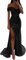 Women's Sequin Maxi Dress Off Shoulder Short Sleeve Floor Length Evening Dress Side Slit Wedding Guest Party Cocktail Prom Ball Gown Black