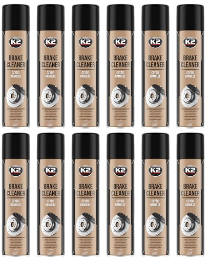 K2 Limpiador de Frenos y Embrague - Brake & Parts Cleaner Pack de 12 - Ayuda a Eliminar Aceites, Grasas, Alquitrán, Resina y Pegamento 600 ml