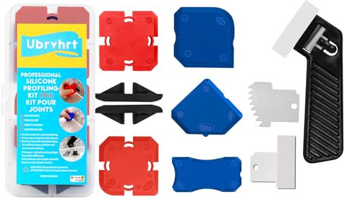 Ubrvhrt Lisseur de Joints en Silicone et en Acrylique, Ensemble d'outils de Calfeutrage avec 16 Formes Différentes, Grattoir Rasoir Nettoyage avec 1 Scie Coudée, Kit de Profilage en Silicone et Joints