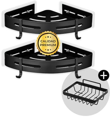 NOAXY® Set 2 Estanteria Ducha + 1 jabonera | Estante baño sin Taladro | Accesorios sin Taladro | Estante Ducha | jabonera baño