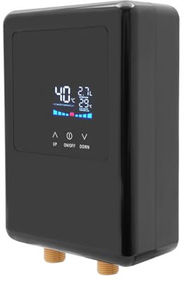 Begoniape Durchlauferhitzer 4.5KW Warmwasserbereiter mit LCD-Display und Fernbedienung Tankless Durchlauferhitzer Thermostat Wand Montierten Wasserhahn für Küchen 30-55℃ Schwarz