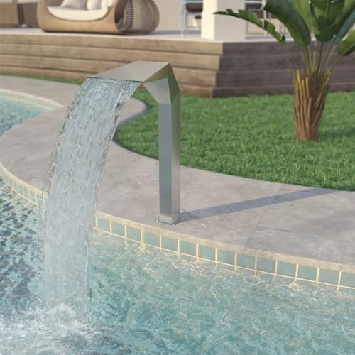 qohoio Fontana per Piscina in Acciaio Inossidabile 50x30x90 cm Argento,Arredo,Fontane e laghetti,Fontane e cascate ornamentali-43695