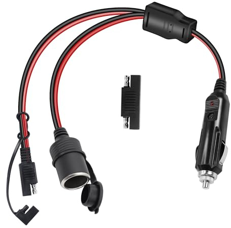 GELRHONR Cable de extensión para encendedor de cigarrillos, enchufe de encendedor de cigarrillos de 12 V a SAE, extensión de liberación rápida, cable de alimentación de carga de batería con luz LED de