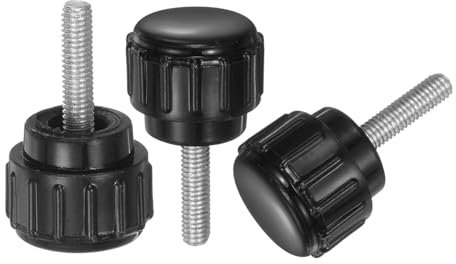 QUARKZMAN 20pz M3 x 12mm Manopole Zigrinate Filettatura Maschio, Viti a Testa Zigrinata Manopole Bloccaggio Impugnatura 14mm Manopole a Testa Tonda Plastica Zigrinata, Nero