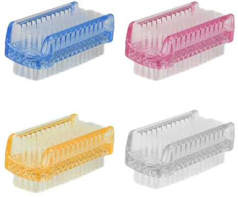 4 Pièces Brosse à Ongles Double Face, Brosses de Nettoyage des Ongles, Pinceaux à Ongles, Brosse de Lavage à Main, pour Cuticules, Ongles, Orteils(Blanc, Bleu, Rose, Orange)