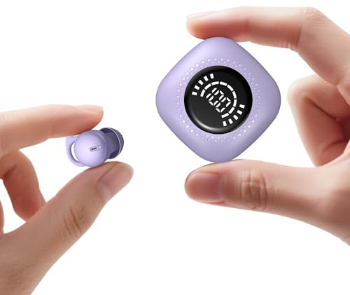 DAGKHE Sleep Headphones, Invisible Sleep Earbuds for Side Sleepers, Mini Noise Blocking Sleep Earphones, Bluetooth 5.3 Tiny Hidden Earbuds for Work,Sleeping, Purple