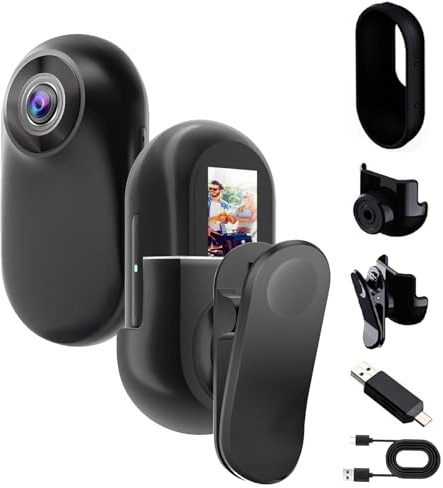 OBEST Action Cam,1080p HD fotocamera subacquea Sportiva 30M/98ft Impermeabile,Mini Action Cam 360° con TF da 256G,Telecamera Moto Portatile,Bodycam,Vlog Camera,Telecamera Casco Moto,Nero