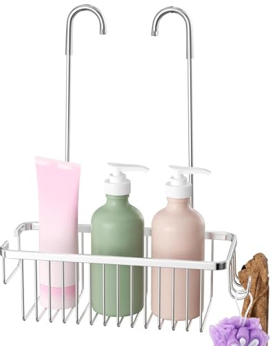 Chiluxendo Estanteria Baño Ducha, Estante Ducha Sin Taladro, Organizador, Cesta Colgante Sin Taladro, Colgador, Soporte, Repisa Baño, Balda, Repisa (Plata)