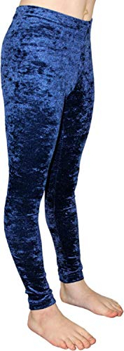 Mädchen Sport Stretch Leggings Lange Velvet Sporthose Elastisch Crash Samt Dehnbar Kinder Fitnesshose Balletthose Yogahose Normale Taille Bund Farbe Dunkelblau, Größe 140