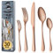 BEWOS Besteck Set für 6 Personen, 30 teilig Roségold Mattiert Essbesteck Set inkl. Messer, Gabel, Löffel, Besteck Edelstahl, Spülmaschinenfest