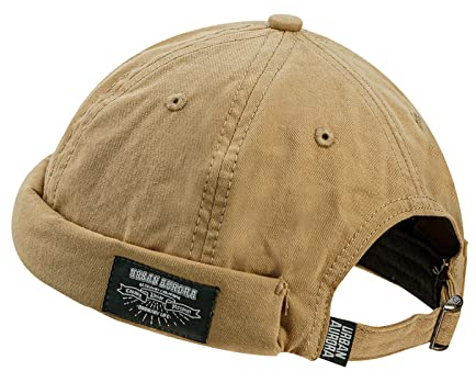 Clakllie Cap ohne Schirm Docker Mütze Baumwolle Mütze Soft Brimless Cap Wandermütze Seemannskappe Vintage-Stil Dockercap Bikercap Hat Kopfbedeckung Seemannskappe,GD30-Khaki