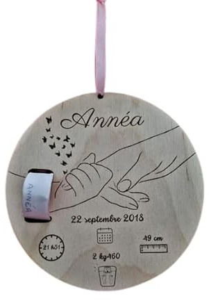 Portabraccialetto per nascita personalizzato neonato con nome, data, ora, peso, taglia. Bomboniere per bambini, regalo per nascita, maternità