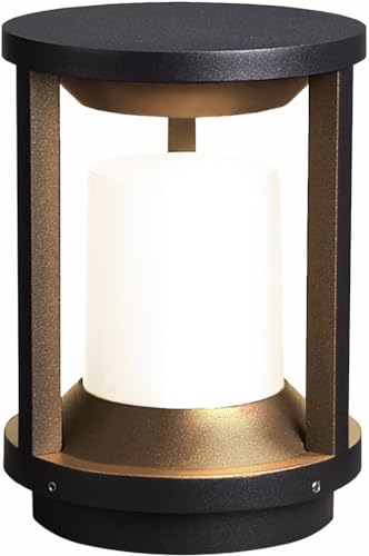 Budbuddy 20W LED Gartenlampe Wegeleuchten außen Zylindrisch Gartenleuchten mit Strom Schwarz Garten Beleuchtungen IP65,Gartenbeleuchtung mit Strom mit E27 Fassung Pollerleuchte außen