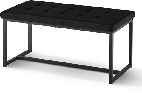 CLIPOP Banc de salle à manger rembourré 100 cm avec revêtement en velours et pieds en métal - Style moderne - Pour salle à manger, couloir, chambre à coucher, garde-robe, cuisine - Noir