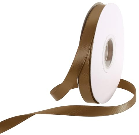 Rebower 50 yard/150 m satinband tjockt dubbelsidigt grosgrain sidenband, [för presentförpackning, hårrosetter, bröllop, tårta, blomma] – 1 cm (3/8 tum) lätt kaffe