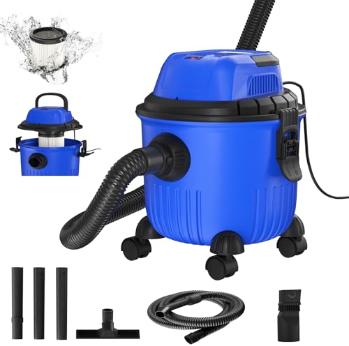 AUTOFU Wet and Dry Vacuum Cleaner, Industrial Dust Extractor, 2000W Blowing Home Living Cleaning 3-in-1 Hard Floor Compact Carpet Car Crevice Tool, 15L Capacity, 3 Year Guarantee