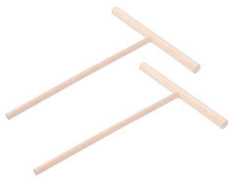 Amosfun Wooden Crepe Pancake Spreader 2-Piece Set Dough Distributor Kitchen Utensil Natural Wood Crepe Spreader for Cooking and Baking