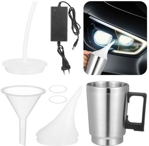 iplusmile Kit Rénovation Phare Voiture Vapeur Polymérisation, Bol Atomisation Chauffant pour Restauration Optiques Opaques et Rayures, Outil Polissage avec Adaptateur Secteur (Sans Liquide)