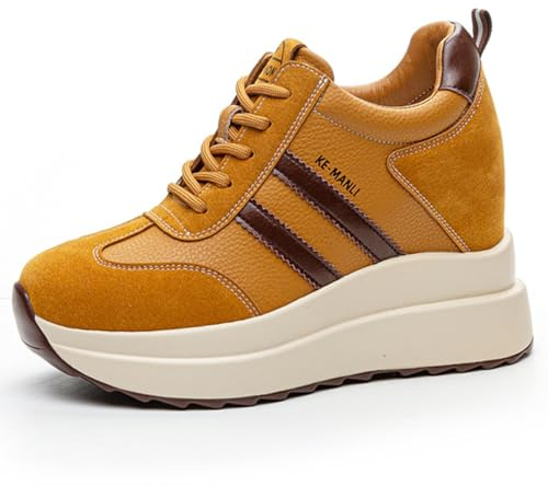 MIEHUIAI Damsneakers med kilklack 10 cm platå fritidsskor mode kilsneakers bekväma halkfria sneakers