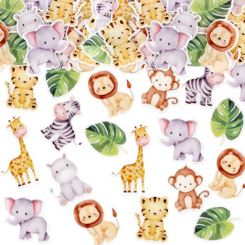 Blumomon 40Pcs Comestible Jungle Animal Cupcake Toppers Joyeux Anniversaire Gâteau Comestible Décor Les Enfants Jungle Sauvage Animaux Thème De Célébrer Les Événements De Fête Fournitures