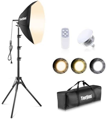 Torjim Softbox Photography Lighting Kit, 20'' x 20'' Professional Softbox Lighting Kit with 85W 3000-7500K LED Bulbs, Studio Lights for Photography/Video Recording/Live Streaming