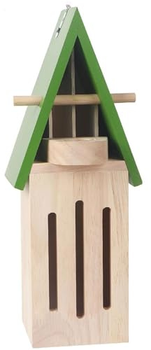 Butterfly House with Butterfly Feeder Wooden 3.5x3.5x12in Habitat Decorative Houses for Outside Yard Garden