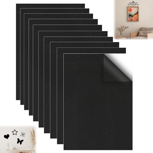 Tapvai 10Pcs 3mm Feutrine Autocollante Anti-Vibrations, 21x30cm Mousse Adhesive, Antidérapantes EVA Mousse Autocollante pour La Protection Des Meubles, Meubles, Tables, Chaises Et Canapés (Noir)