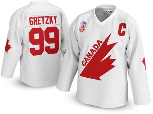 UNLC #99 Gretzky Canadian Hockey Jersey – Stitched Letters & Numbers, Authentic Apparel, Breathable Polyester, White Large