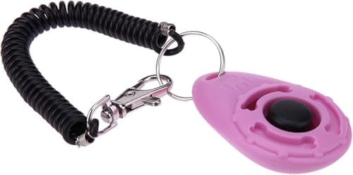 Pchnfei 1 clicker rosa da addestramento con bottone, accessori per addestramento cani forte e di lunga durata, aiuto per addestramento e comportamento, facile da usare
