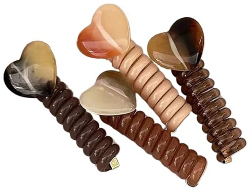 Élastiques à Cheveux pour Femmes - Spirales Cordon Téléphone Sans Abîmer | Accessoires Capillaires Mignons Set de 4 Pièces pour Tresses Événements Formels Mariage Chignons Sport Ballet Pom-pom