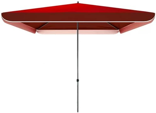 Ombrellone da giardino rosso 180 x 220 cm, UV 50+, con palo in acciaio regolabile in altezza e 4 montanti robusti, per prato, balcone e ombra all'aperto