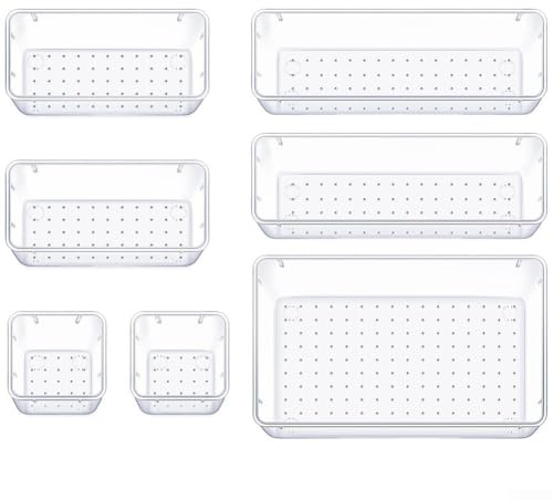 Cajón organizador caja de escritorio, caja de cajones con múltiples compartimentos, contenedor de almacenamiento para escritorio de oficina y organización del hogar (juego de 7 piezas)