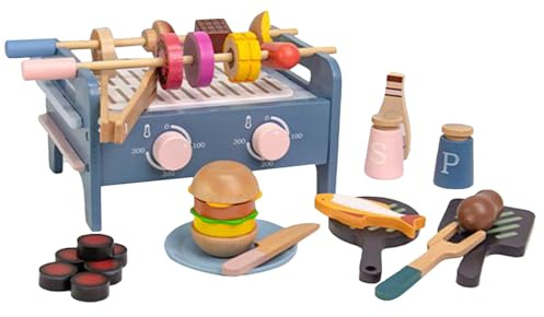Kids Bbq Grill Playset,Play Food Toys Cooking Set | Interactive Game Educational Toy Develop Skills School Boy Aged 1-3 Girl Travel Hand-Eye Coordination Home Playtime Preschoolers