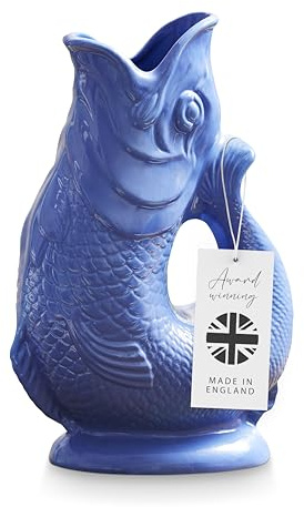 Wade Fish Jug, Handcrafted in Stoke-on-Trent England, Award-Winning Iconic UK Heritage Brand, English Earthenware, 0.6L, Sea Blue, WA967802SEA