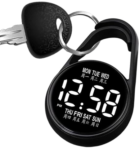 Generico Portat Montre de poche numérique, 5 x 4 x 2 cm, protection IP55, veilleuse électronique à LED étanche, montre de poche avec porte-clés numérique, batterie incluse, facile à utiliser