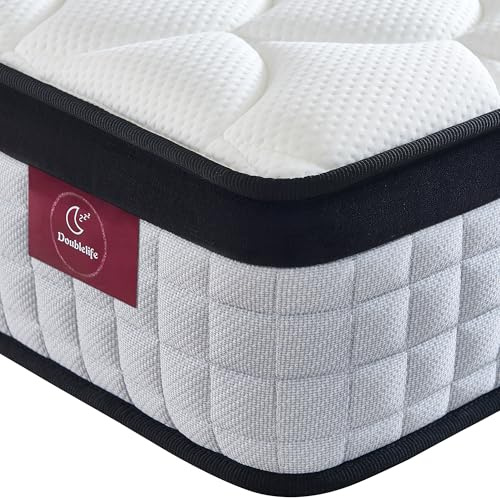 Doublelife King Size Mattress 5FT, 10.2 Inch Gel Memory Foam 9 Zone Orthopedic Mattress, Breathable Foam with Individually Pocket Spring, Motion Isolation, Edge Support(150x200x26cm)